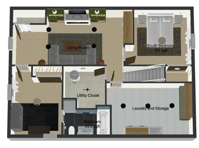 3D Floorplan for the basement remodel using Roomsketcher App | Sima Spaces