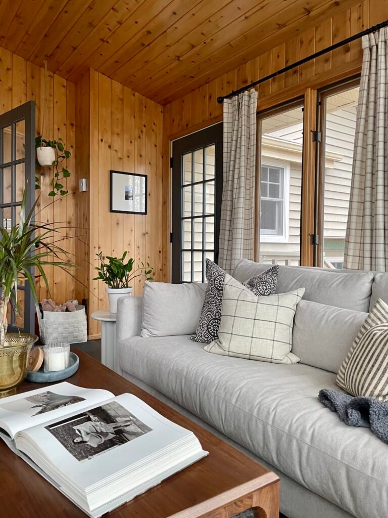 Transforming our Knotty Pine Porch from Dated to Modern- Without Paint ...