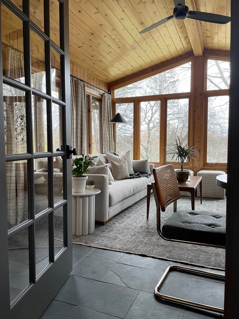 Transforming our Knotty Pine Porch from Dated to Modern- Without Paint ...