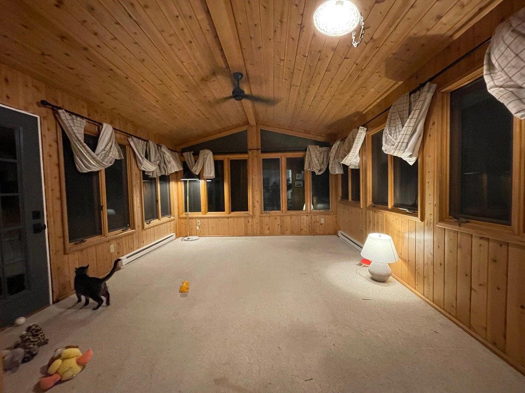 Transforming our Knotty Pine Porch from Dated to Modern- Without Paint ...