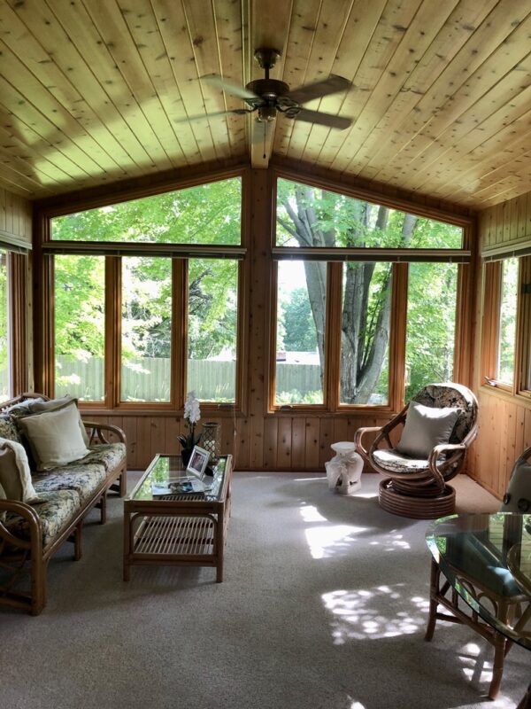 Transforming our Knotty Pine Porch from Dated to Modern- Without Paint ...